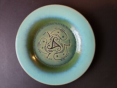 Romany Spartan Plate 9.75" Ceramic Tile Company Whales USA Blue Green Turquoise
