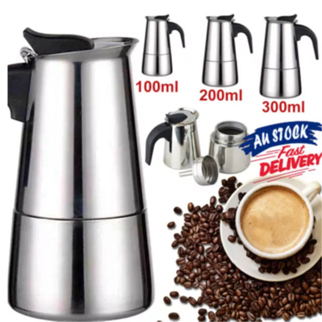 2/4/6 Cup Coffee Maker Moka Percolator Stove Top Espresso Latte Stainless Pot AU