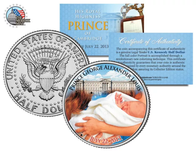 ROYAL BABY PRINCE GEORGE of CAMBRIDGE BORN JULY 22, 2013 JFK HALF DOLLAR COIN