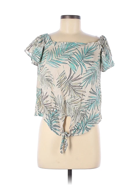 NWT Em & Elle Women Blue Short Sleeve Blouse M