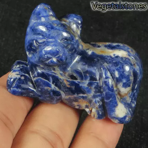 Sodalite gravée en chat de 261,43Cts  (51x24x33mm)