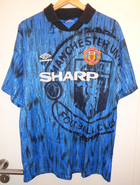 Manchester United Trikot Saison 1992/1993, Größe L, Auswärts, Away, UMBRO, SHARP