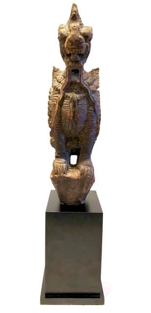 Burmese antique Chinthe mythological figure wood statue 4