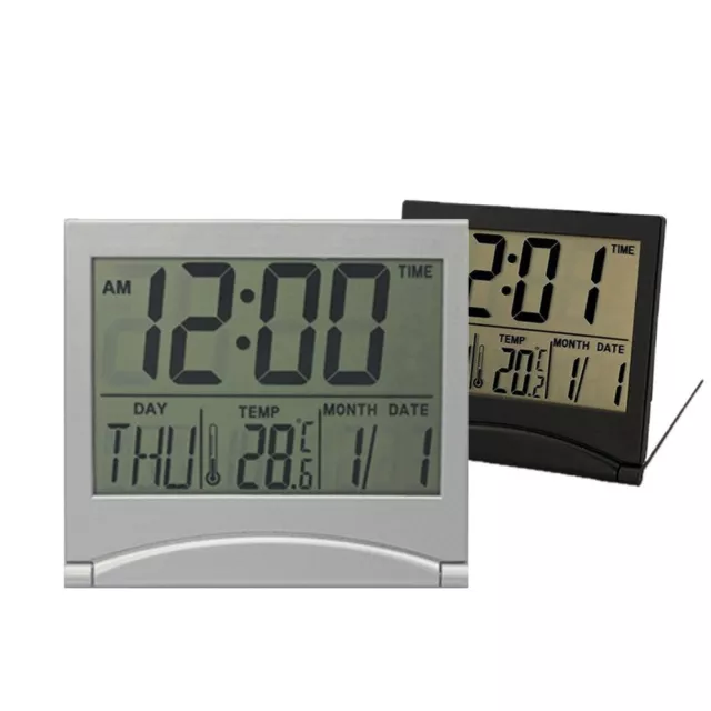 Digitaluhr Temperatur LCD Reise Weiß/Schwarz Wetterstation Datum Desktop