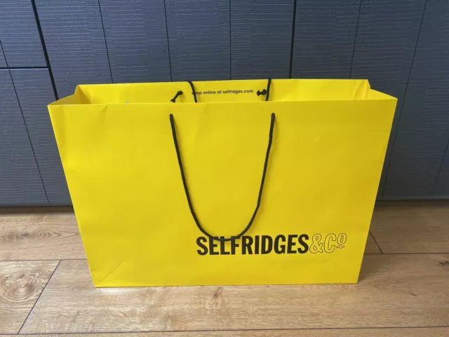 Extra Large Selfridges Yellow Paper Gift Shopping Carry Logo Bag 63 X 45 X 15 cm