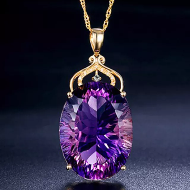 Fashion Silver Amethyst Necklaces Gold Chain Pendants Women Wedding Jewe~xp 2