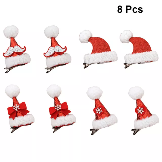 Clip per capelli cappello Babbo Natale Sparkle, 8 pz clip alligatore di Natale-JN