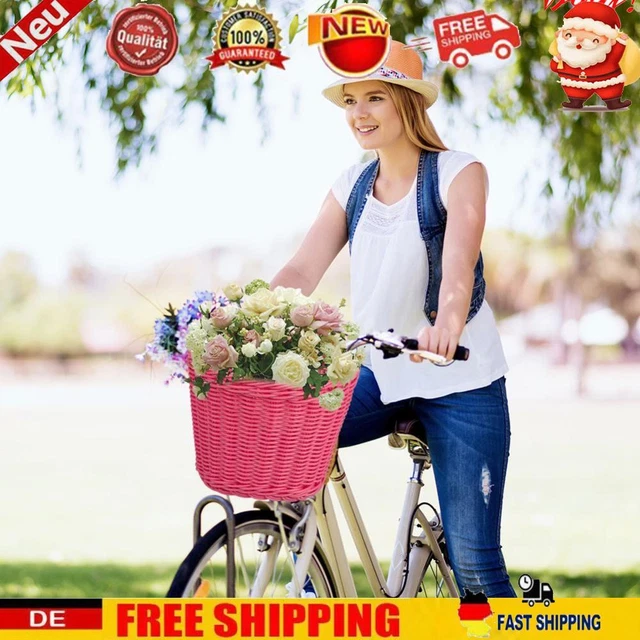 4 teile/satz Rattan Fahrrad Korb + Glocke + Quaste + Aufkleber Lagerung Korb (Ro