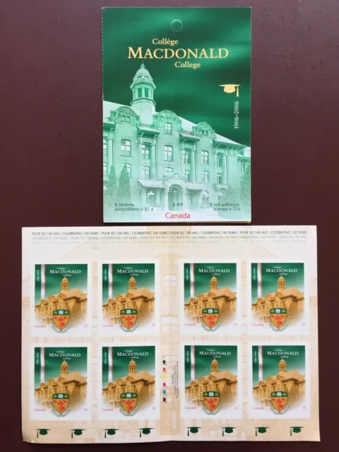 Canada Stamp Booklet - 2006  51-cent MacDONALD COLLEGE  Booklet Pane of 8 Stamps