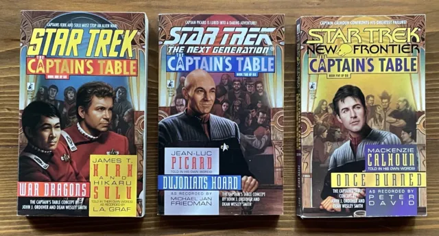 Lot of 3 Star Trek Paperback Books - The Captain's Table - Kirk  Sulu  Picard
