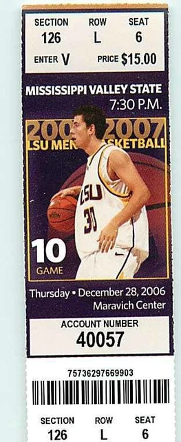 Ticket College Basketball Mississippi Valley State 2006 - 07  12.28 - LSU Tigers
