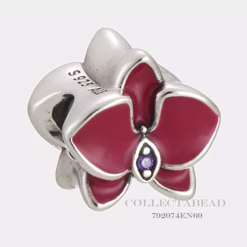 Authentic Pandora Silver Orchid Enamel CZ Bead 792074EN69 50% OFF CLEARANCE!!!