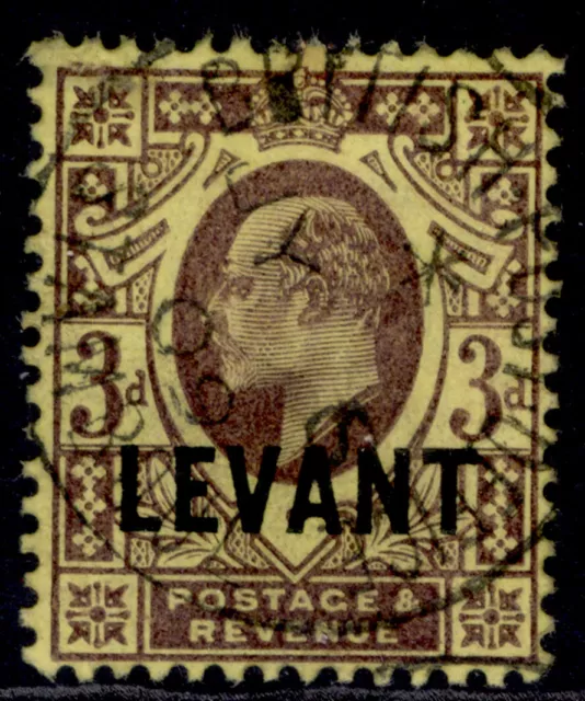 BRITISH LEVANT EDVII SG L6, 3d dull purple/orange-yellow FINE USED. Cat £12. CDS