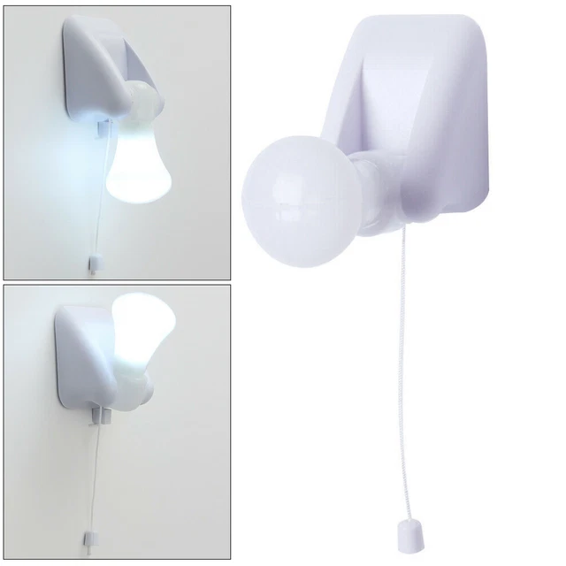 1/2/4 X LED Bulb Stick Battery Operated Wall Mount Pull Cord Cupboard