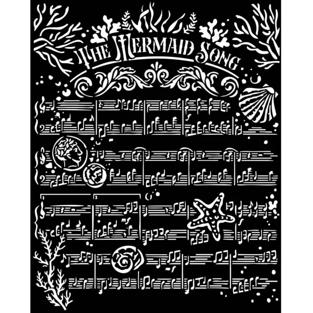 Stamperia Stencil 7.87"X9.84"-Songs Of The Sea The Hermaid Song KSTD143