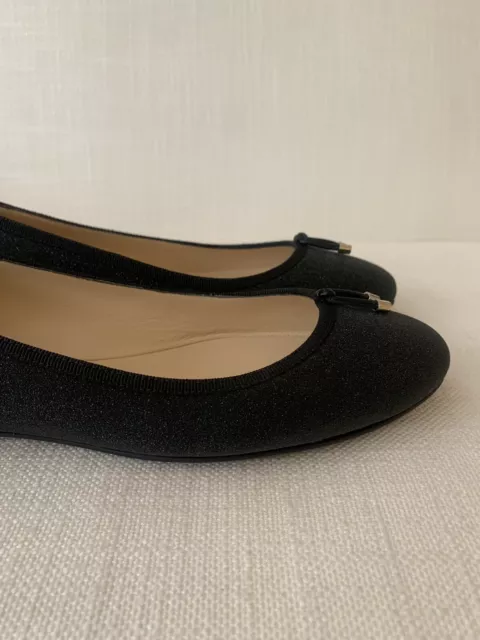 Jimmy Choo Jennie Flat Black Glitter Ballet Flats Size 37.5 NEW WITH BOX 3