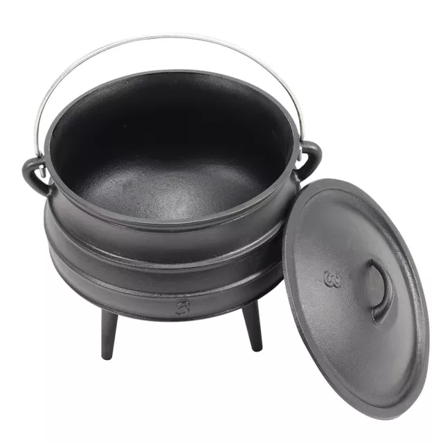 Preseasoned 8L Cast Iron Cauldron Cooking Pot Camping Campfire Stew Pan Stockpot