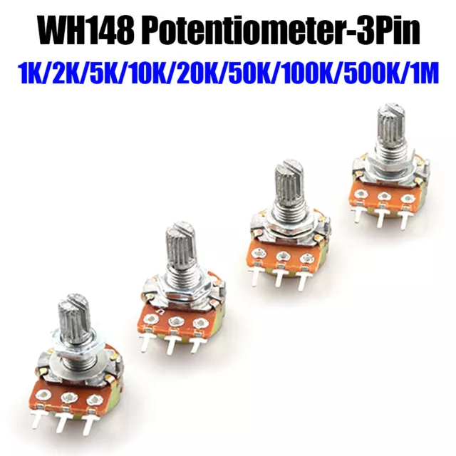 2× Potentiometer Variable Resistor Linear 1K 2K 5K 10K 20K 50K 100K 250K 500K 1M