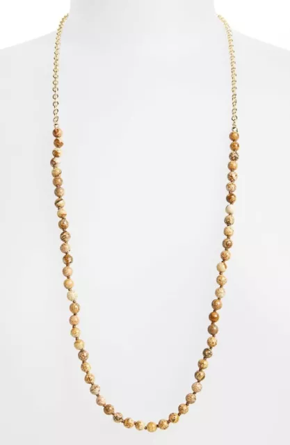 Nordstrom 167408 Womens Semiprecious Stone Beaded Necklace Picture Jasper/ Gold