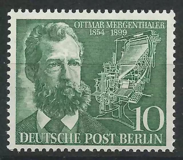 Berlin Mi.-Nr. 117 ** postfrisch 1954 - 100. Geburtstag Ottmar Mergenthaler