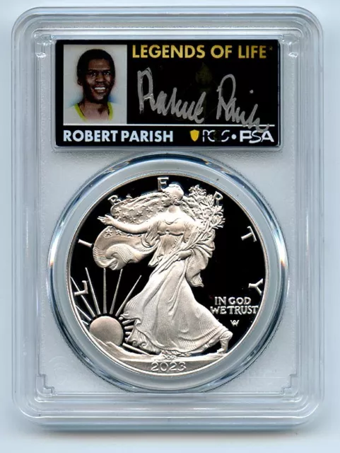 2023 W $1 Proof Silver Eagle PCGS PR70DCAM AR Legends of Life Robert Parish