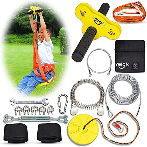 Ziplines Kits for Backyard, 140FT Zip Lines Kit 350LB Kids Toys Play Set, Adu...