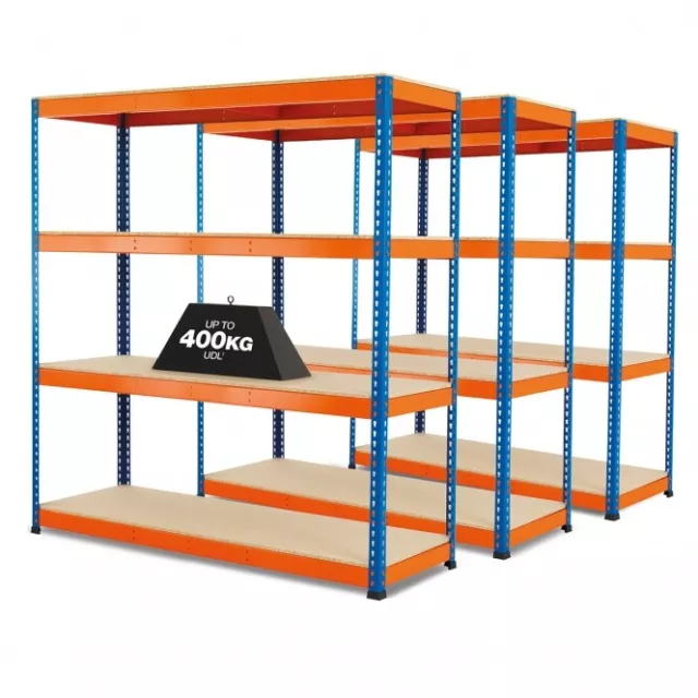 BiGDUG x3 4 Tier Heavy Duty Shelving Units 198cm h 1600kg Capacity Per Bay