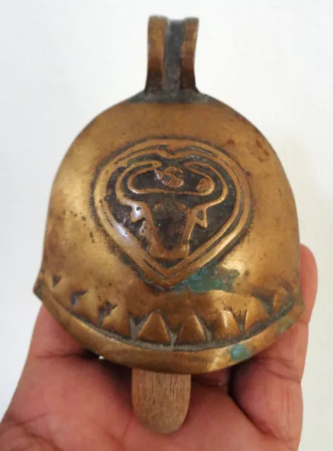 Old Javanese Java Indonesia Brass Bell Wooden Clapper Original, Cow, Buffalo