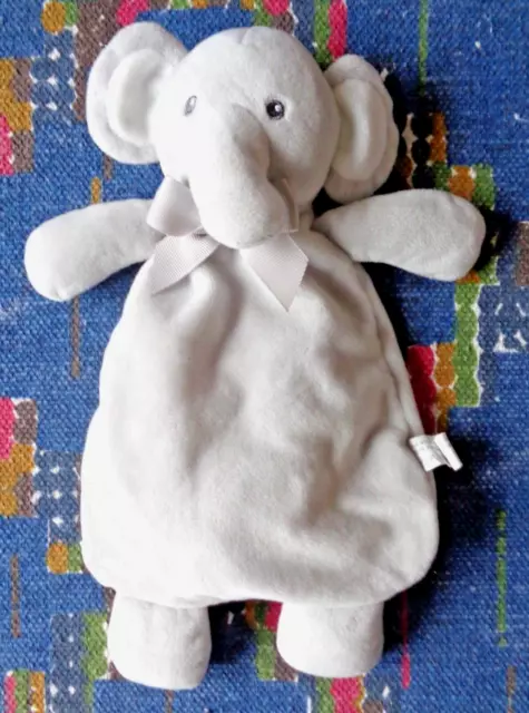 4Pa/  Doudou Semi Plat Espa Intercommerce Elephant Gris  Blanc Noeud Kom 9