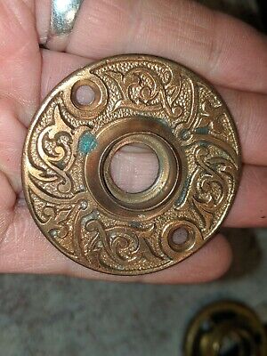 Gorgeous Victorian Antique Ornate Cast Bronze Round Doorknob Rosette M