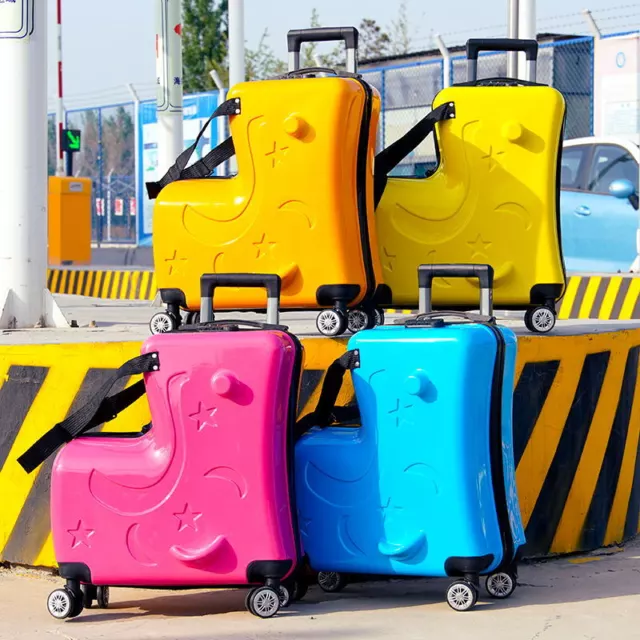 20inch Blue Kids Travel Luggage Suitcase Can Be Seated Ride on Wheel Toy Box