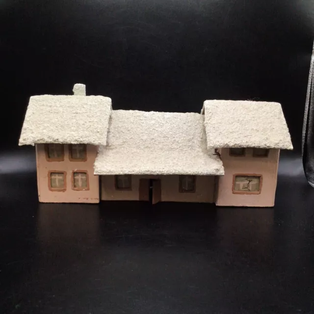 Vintage cardboard Christmas Village Putz House Cottage w heavy mica "snow" roof