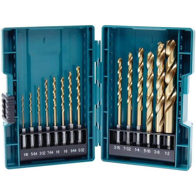 Drill Bit Set Titanium Hex Shank GoldTwist Steel Step Hex Bits Speed Quick 1/4 3