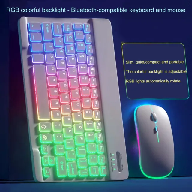 Wireless Keyboard Mouse Rgb Backlit Adjustable Dpi Universal Wireless