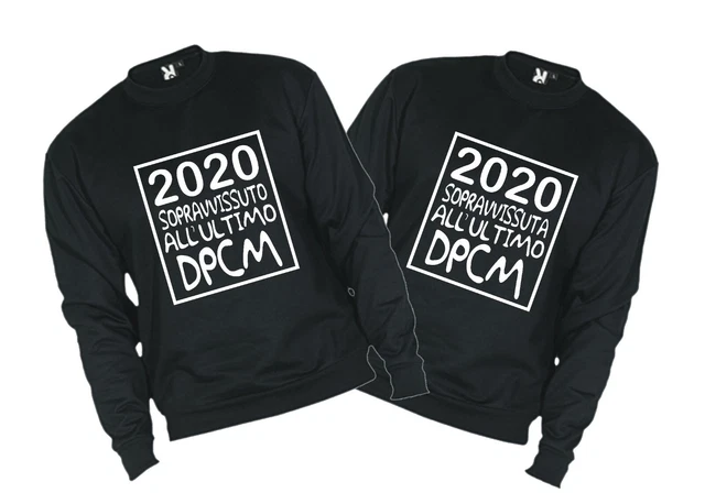 FELPA da UOMO DONNA UNISEX sopravvissuto ultimo dpcm nuova STAMPA IRONICA 2020