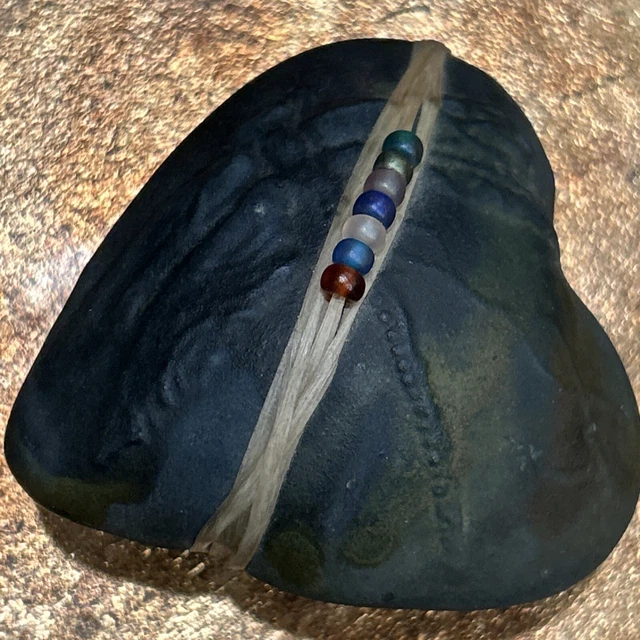 J. Davis Studio Raku Pottery Artisan HEART Rattle, Hand Cast ** Gorgeous Colors!
