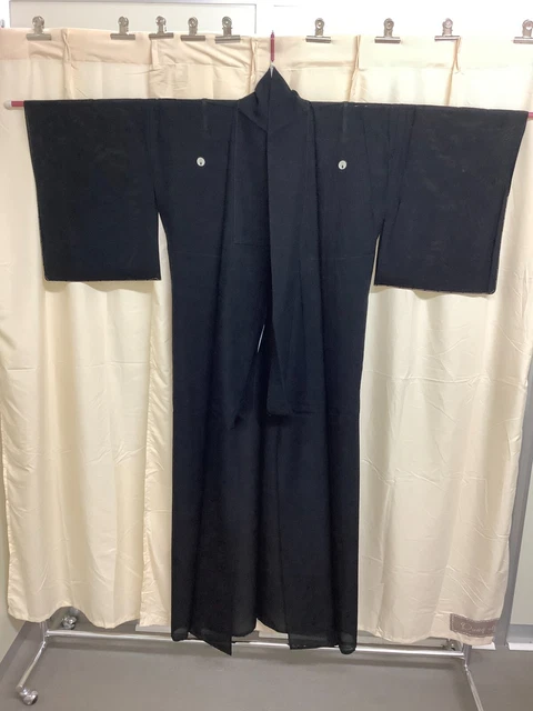 Japanese Vintage Kimono silk See family crest through length 64.17 inch used