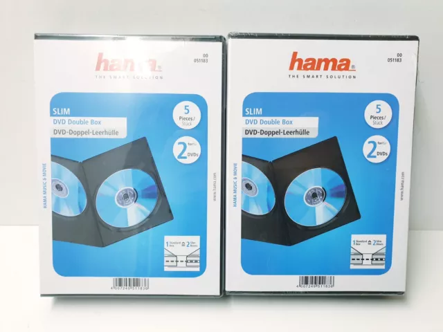 HAMA 2x 5 Stück Slim DVD Double Box /DVD Doppel Leerhülle 051183 NEU OVP