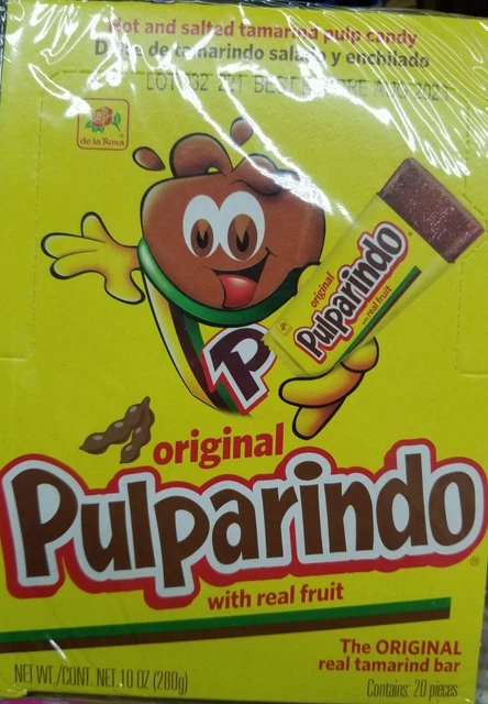 thumbnail image 2 of De La Rosa Pulparindo Original Mexican Tamarind Candy – Spicy Fruit Pulp (20-Piece Box) 2 of 3