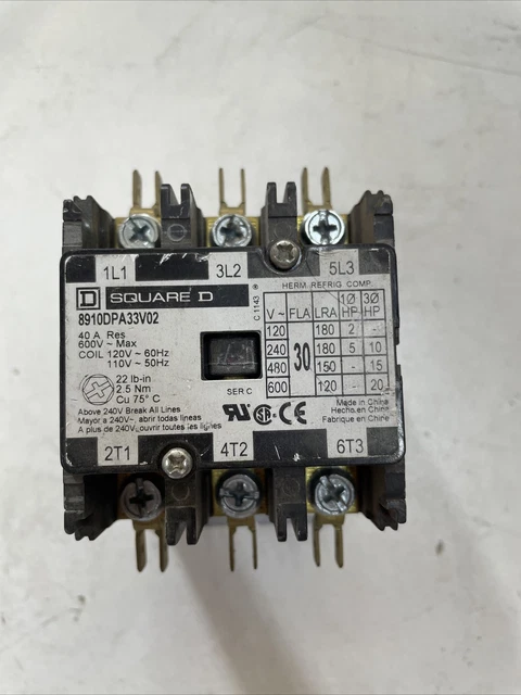 SQUARE D 8910DPA63V02 Definit Prpose Cntctr,120VAC,60A,3P,Open