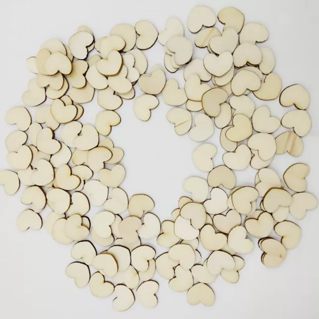 200 Unfinished Wooden Shapes Heart Embellishments For Wedding Crafts 12x15mm 2