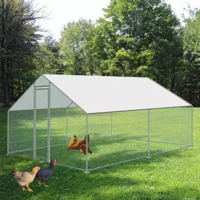 3x3m GALVANISED WALK IN CHICKEN RUN DOG KENNEL PUPPY PEN GARDEN RABBIT CAGE COOP