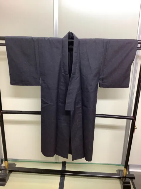 Kimono vintage giapponese in pura seta blu navy tradizione onsen Altezza...