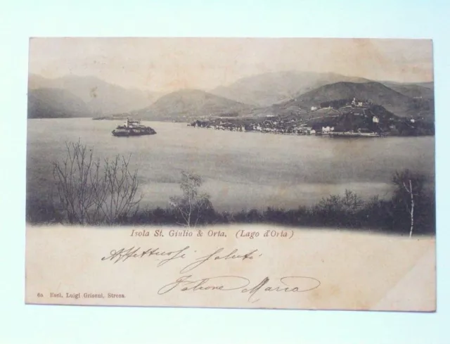 Cartolina Orta e Isola S. Giulio - Panorama 1901.