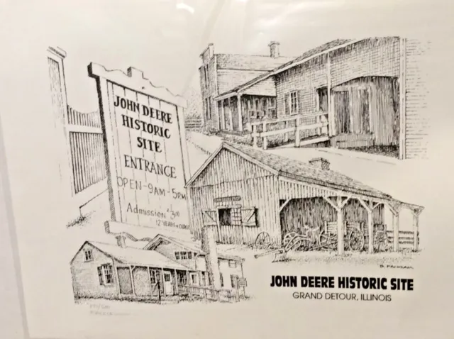 John Deere Historic Site Entrance Illinois Pen & Ink Picture by B Facklam
