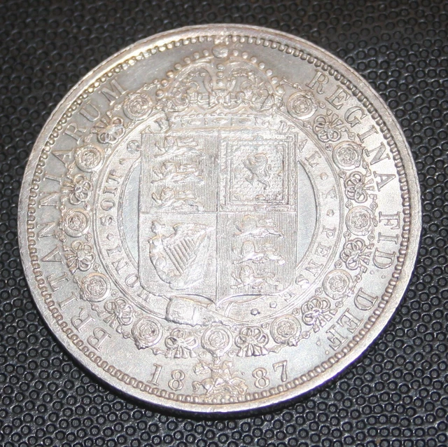 British 1887 Silver Half Crown EXTRA FINE UK 2/6 English Victoria Halfcrown Coin