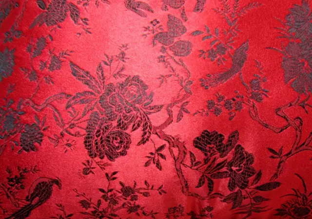 Faux Silk Brocade (Pheasant Flower) Jacquard Damask Kimono Fabric Material BL7