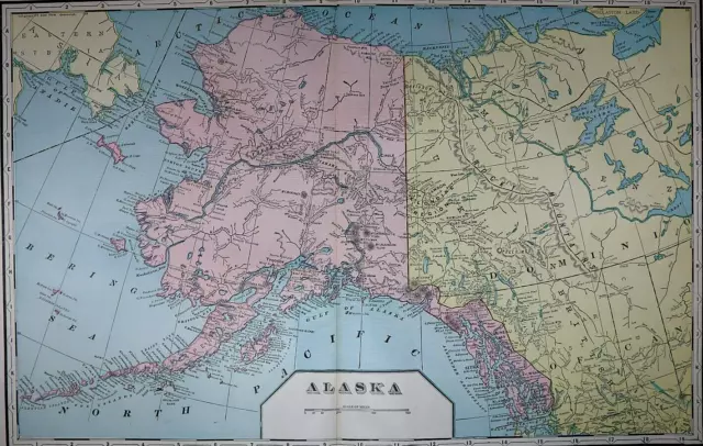 (Lg21x14) 1899 Cram's Atlas Map ~ ALASKA / ALASKAN TERRITORY ~ Free S&H ~Inv#133