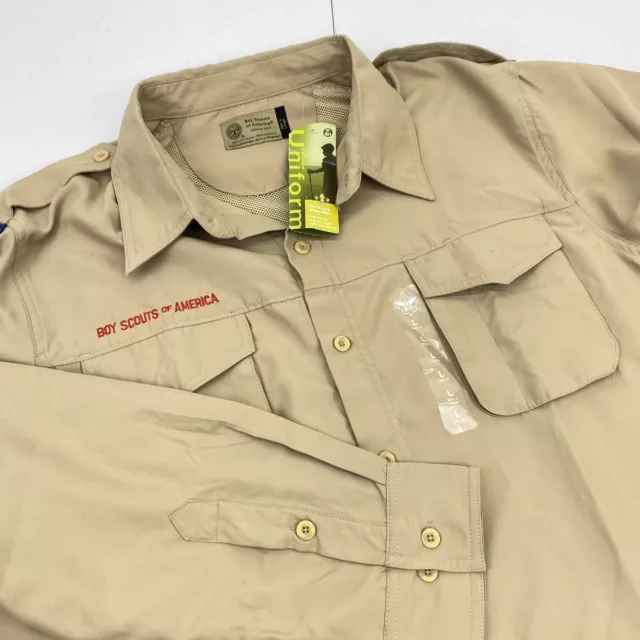 BOY SCOUTS Of America Shirt Mens Large VENTED Uniform BSA Microfiber Long sleeve