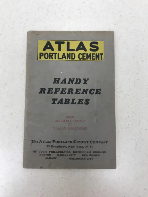 Vintage Book 1926 ATLAS PORTLAND CEMENT Handy Reference Tables booklet